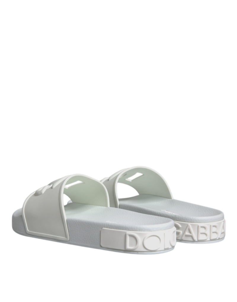 White Rubber Slides Sandals Beachwear Shoes Dolce & Gabbana