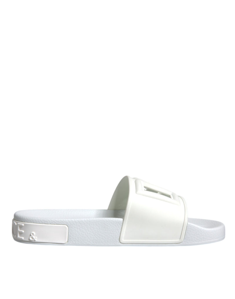 White Rubber Slides Sandals Beachwear Shoes Dolce & Gabbana