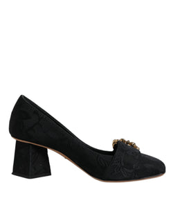 Black Brocade Crystals Heels Pumps Shoes Dolce & Gabbana
