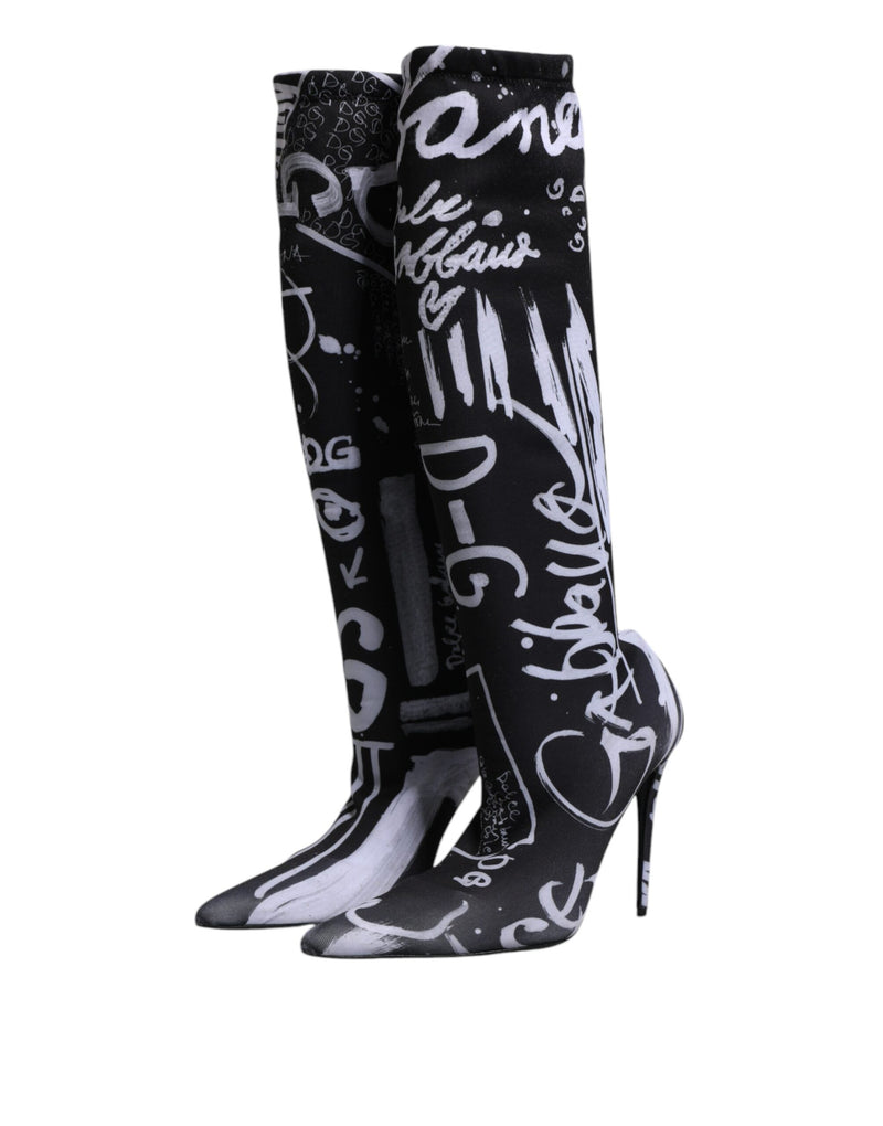 Black Logo Stretch Heels High Boots Shoes Dolce & Gabbana