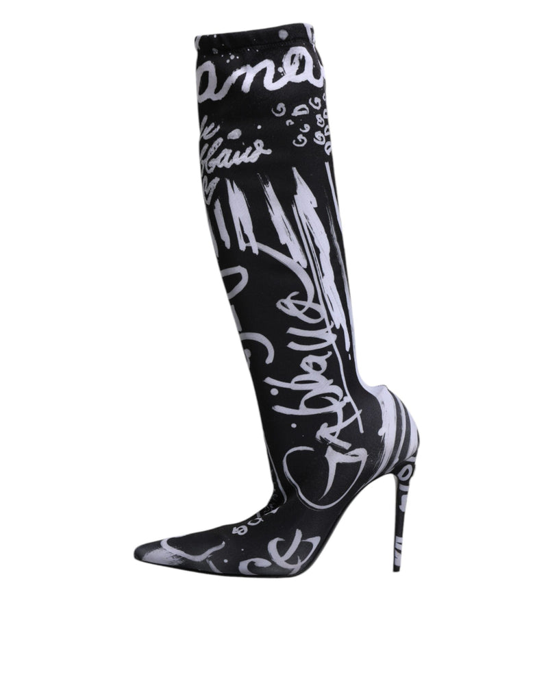 Black Logo Stretch Heels High Boots Shoes Dolce & Gabbana