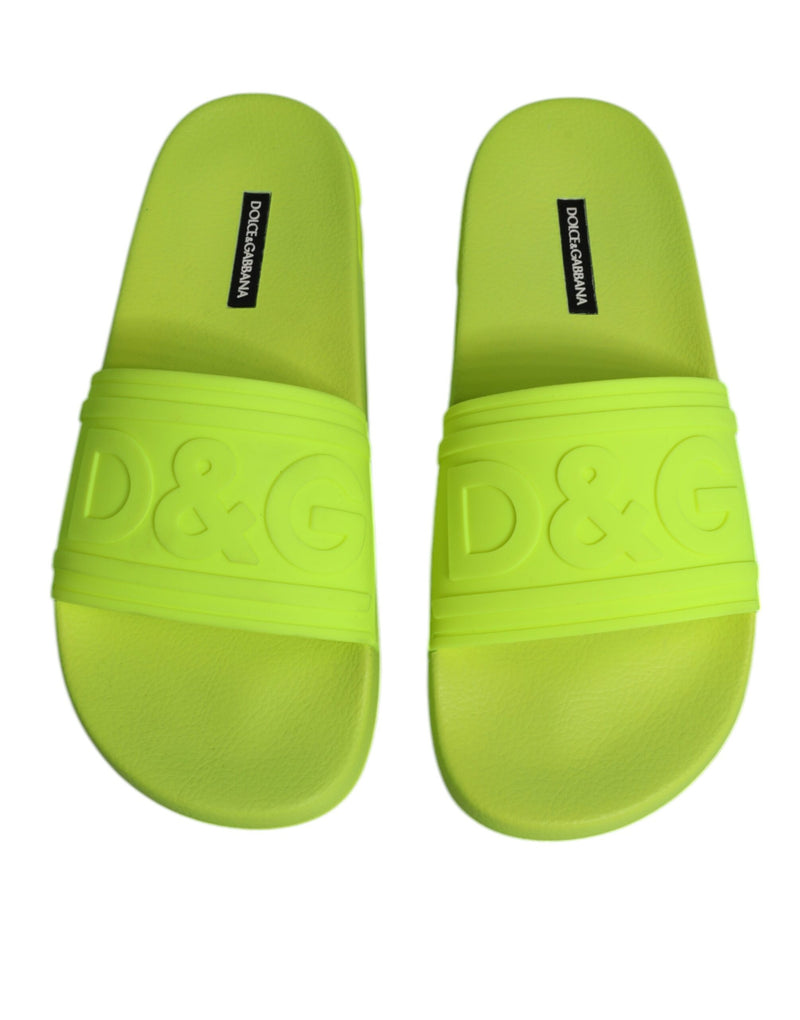 Green Rubber Slides Sandals Beachwear Shoes Dolce & Gabbana