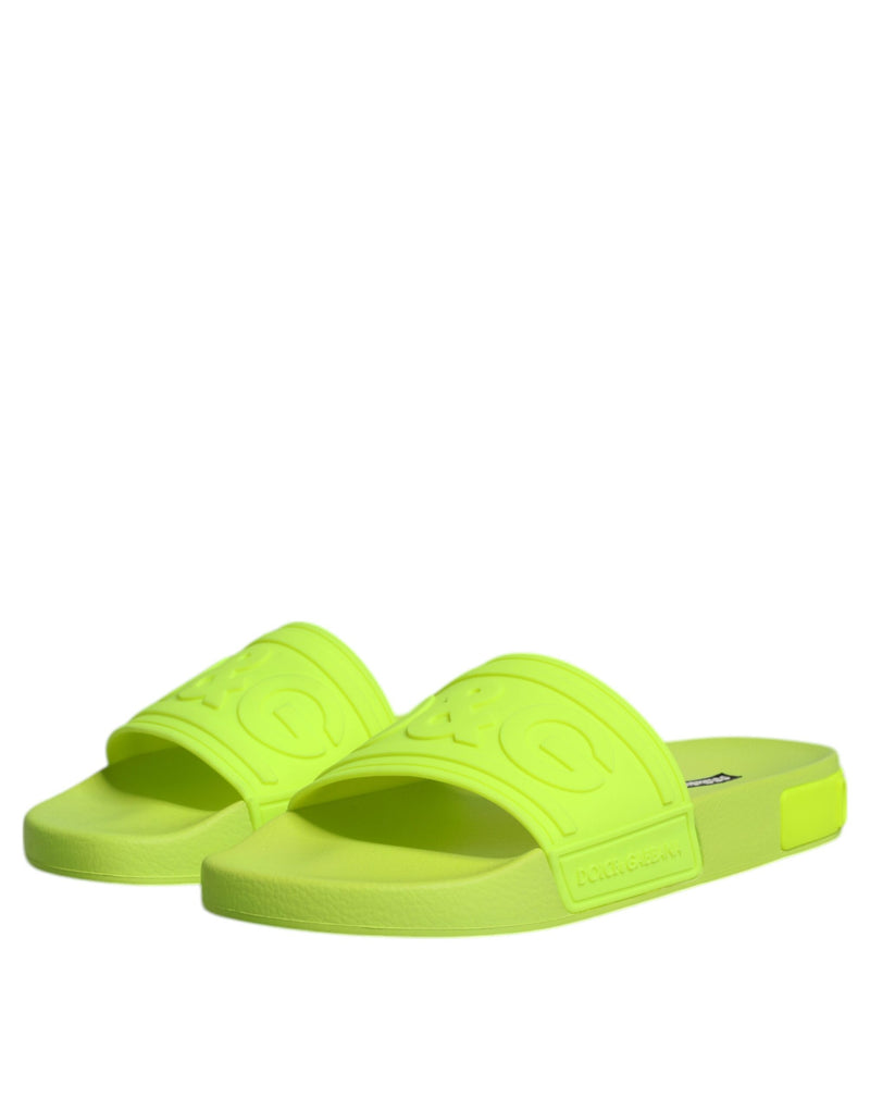 Green Rubber Slides Sandals Beachwear Shoes Dolce & Gabbana