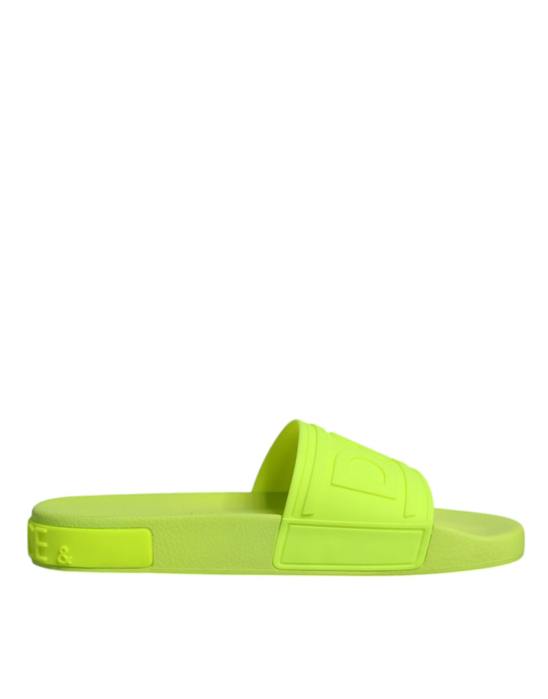 Green Rubber Slides Sandals Beachwear Shoes Dolce & Gabbana