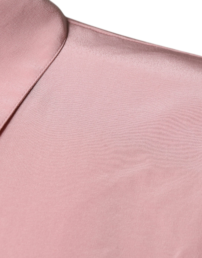 Pink Cotton Long Sleeves Collared Blouse Top Dolce & Gabbana