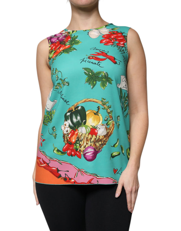 Multicolor Vegetables Sleeveless Tank Top Dolce & Gabbana