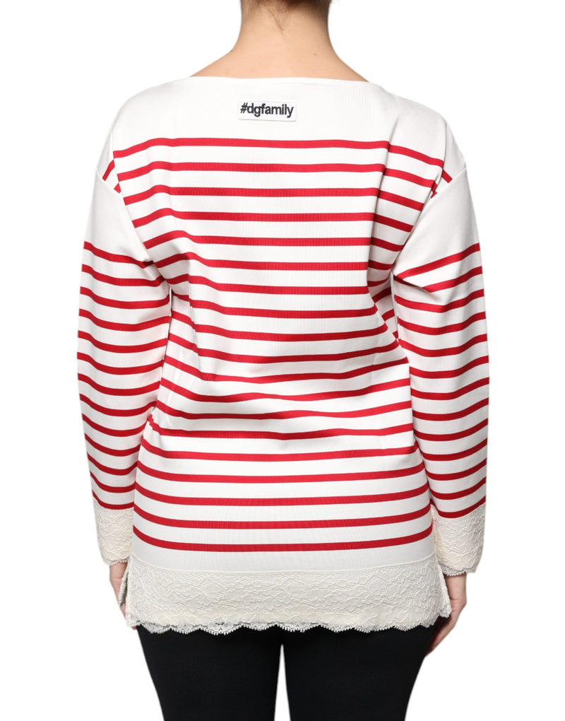 White Red Stripes Cotton Long Sleeves Top Dolce & Gabbana