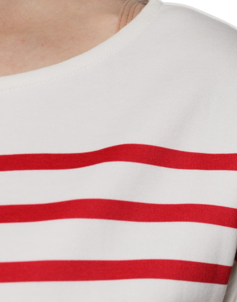White Red Stripes Cotton Long Sleeves Top Dolce & Gabbana