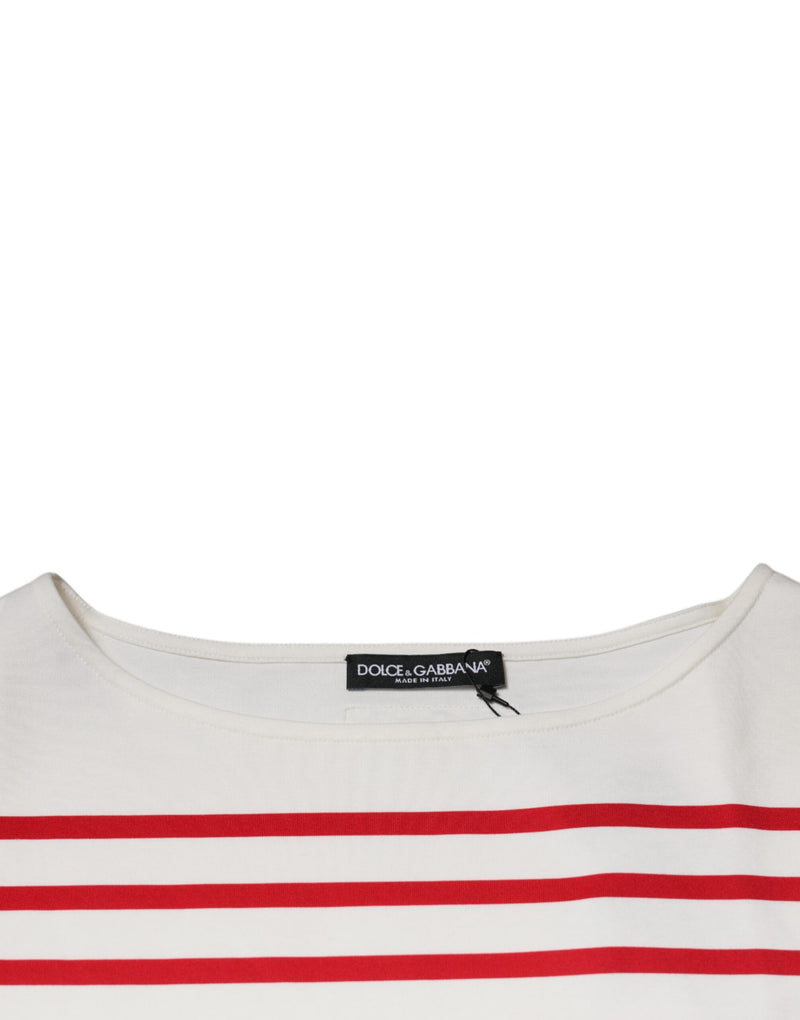 White Red Stripes Cotton Long Sleeves Top Dolce & Gabbana