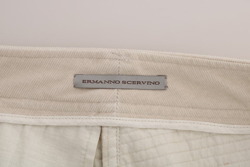 Chic Beige Corduroy Skinny Slim Fit Pants Ermanno Scervino