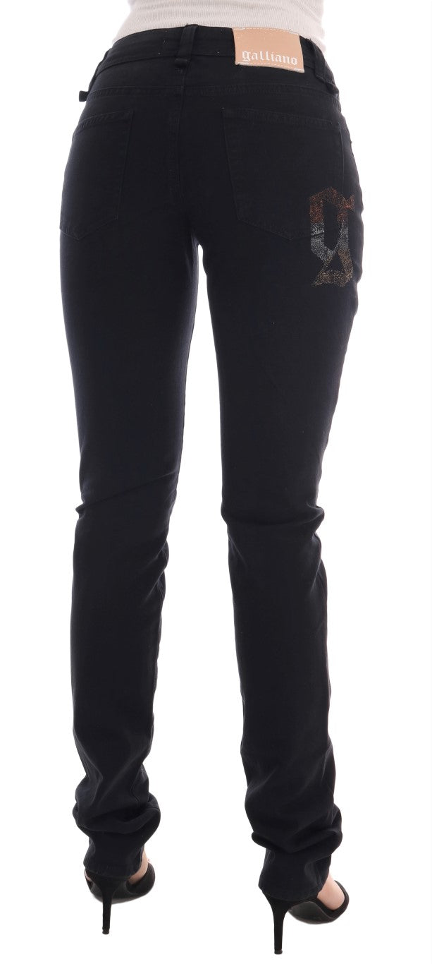 Chic Black Regular Fit Denim Jeans John Galliano