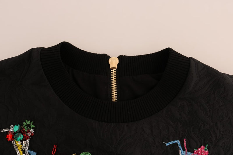 Enchanted Crystal Embellished Black Sweater Dolce & Gabbana