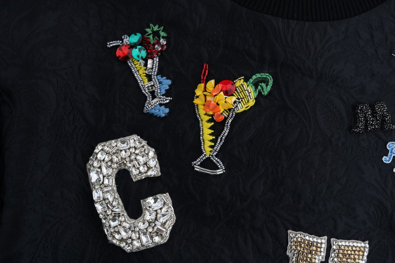 Enchanted Crystal Embellished Black Sweater Dolce & Gabbana