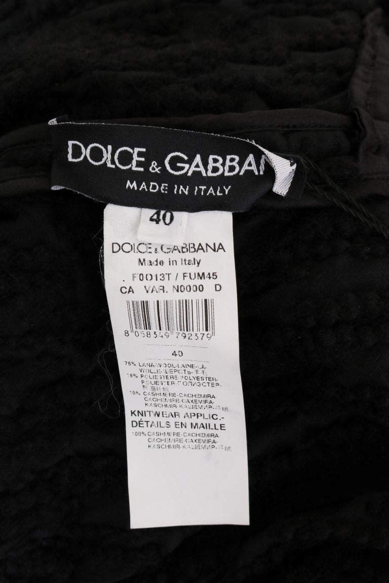 Elegant Black Fringed Wool-Cashmere Sweater Dolce & Gabbana