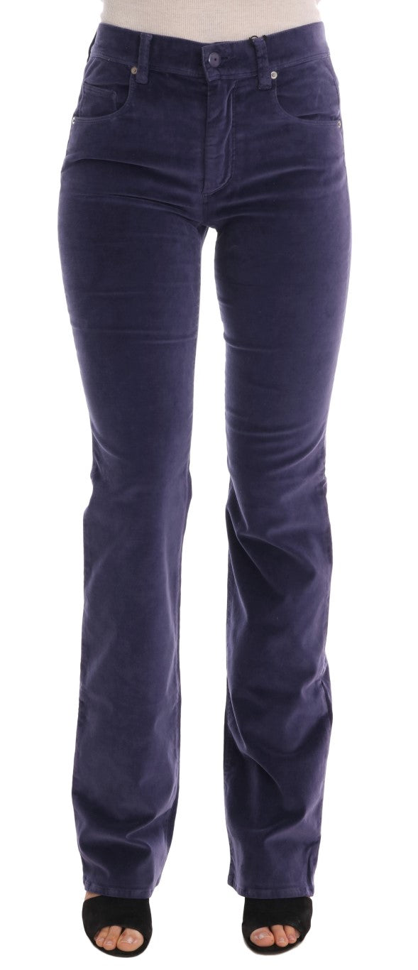 Chic Purple Corduroy Bootcut Flare Pants Ermanno Scervino