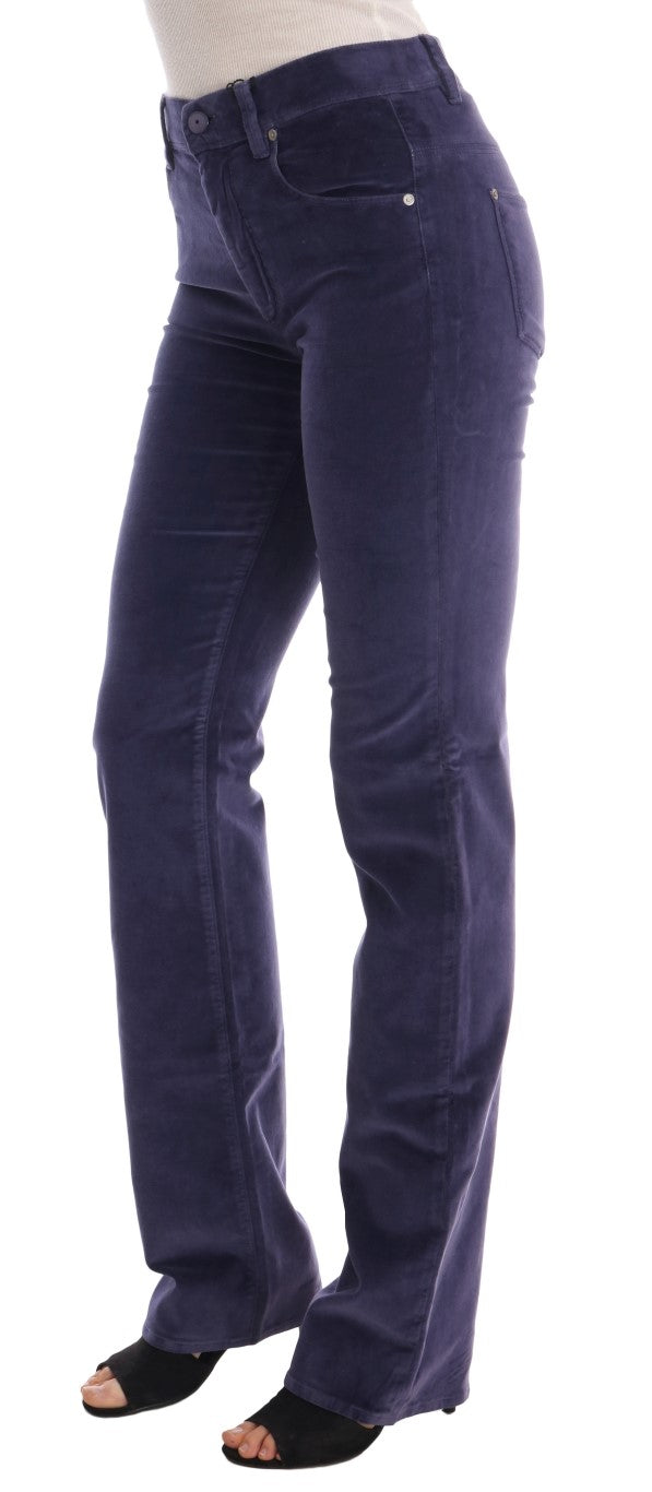 Chic Purple Corduroy Bootcut Flare Pants Ermanno Scervino