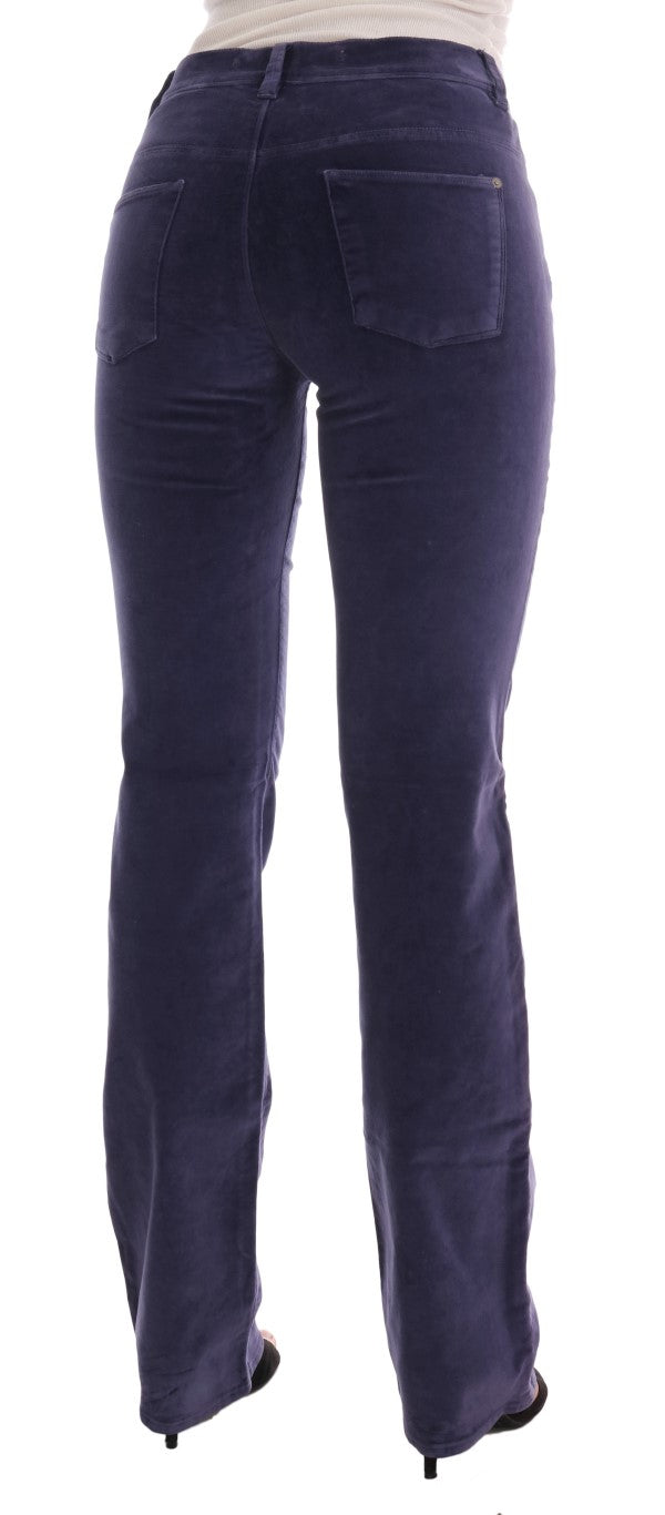 Chic Purple Corduroy Bootcut Flare Pants Ermanno Scervino