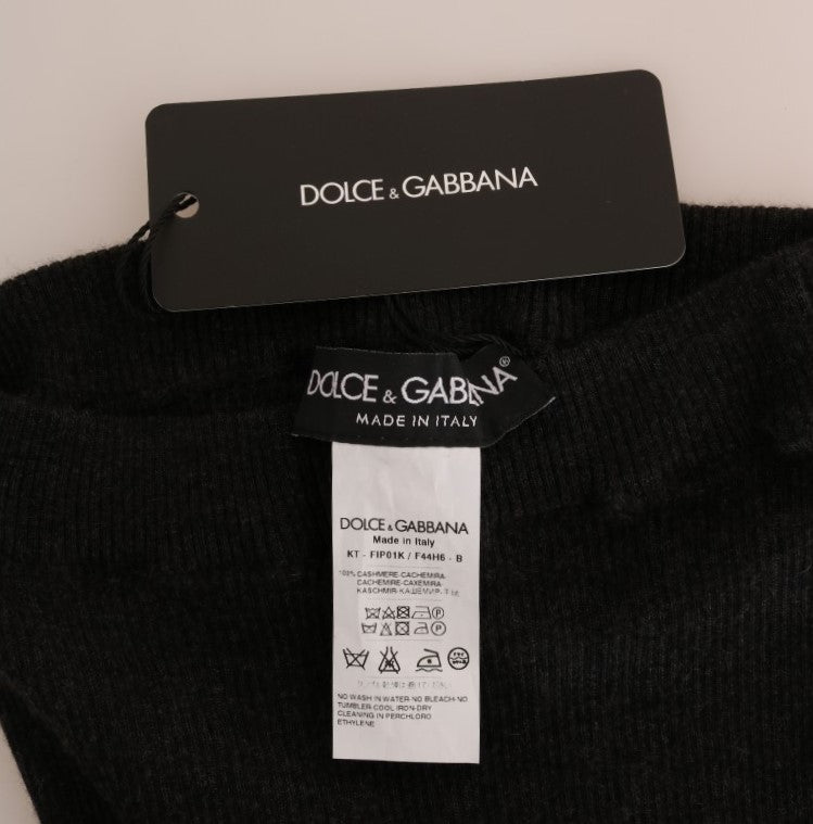 Elegant Gray Cashmere High Waist Pants Dolce & Gabbana