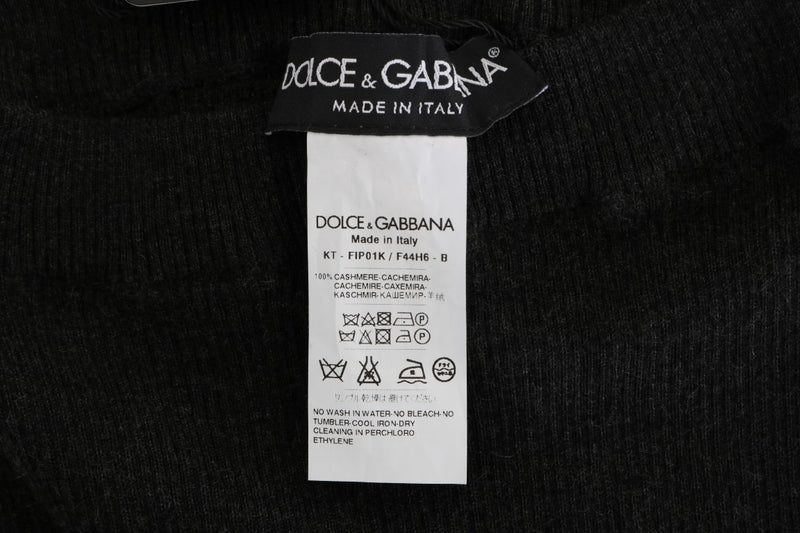 Elegant Gray Cashmere High Waist Pants Dolce & Gabbana