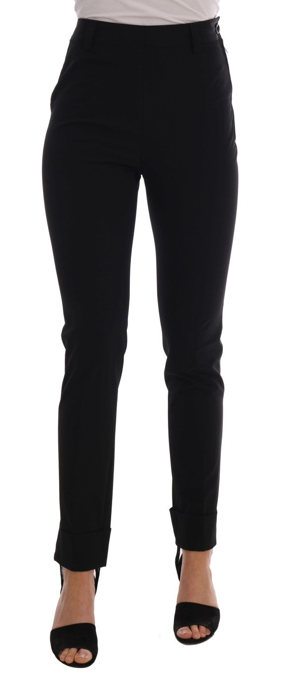 Sleek Black Stirrup Leggings Ermanno Scervino