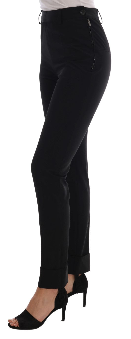 Sleek Black Stirrup Leggings Ermanno Scervino