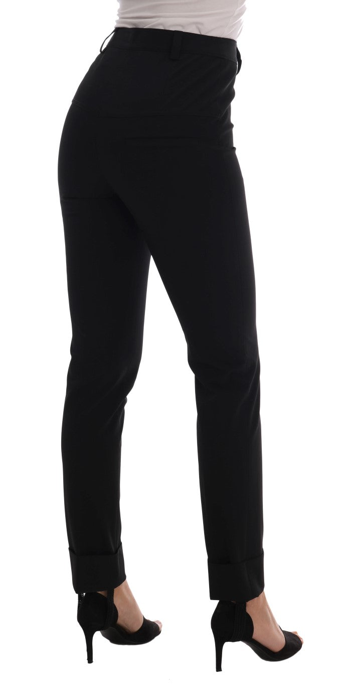 Sleek Black Stirrup Leggings Ermanno Scervino
