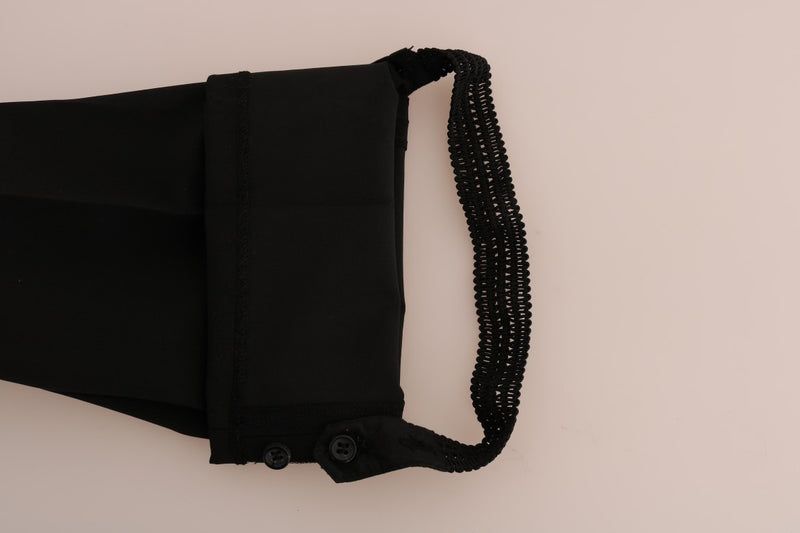 Sleek Black Stirrup Leggings Ermanno Scervino