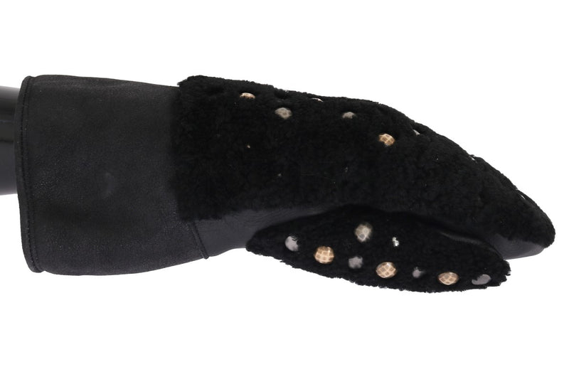 Studded Black Leather Gentleman's Gloves Dolce & Gabbana