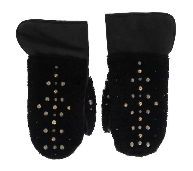 Studded Black Leather Gentleman's Gloves Dolce & Gabbana