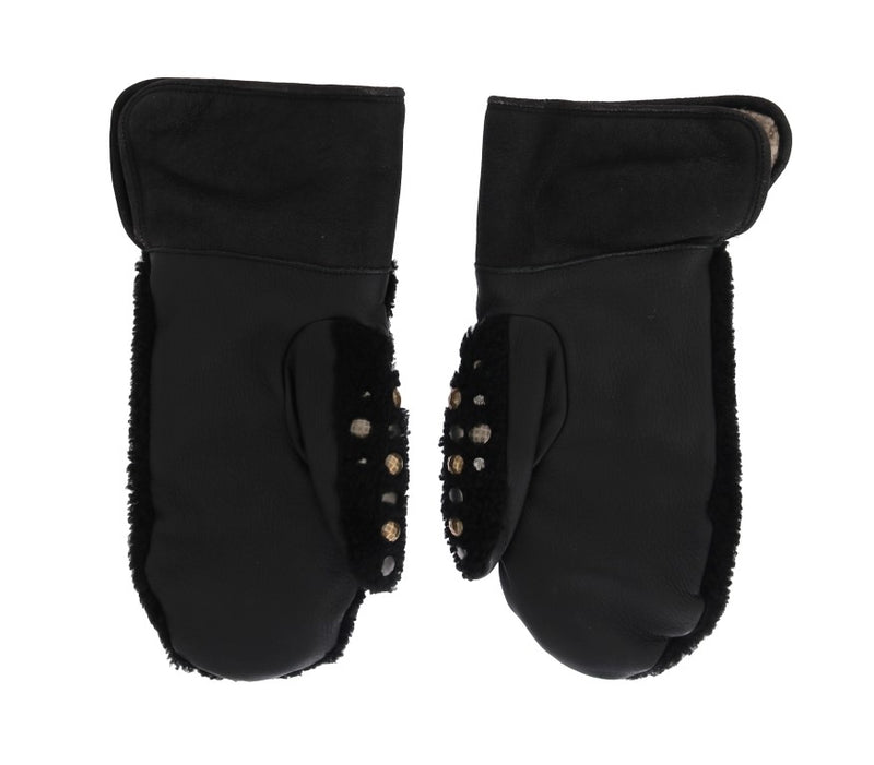 Studded Black Leather Gentleman's Gloves Dolce & Gabbana