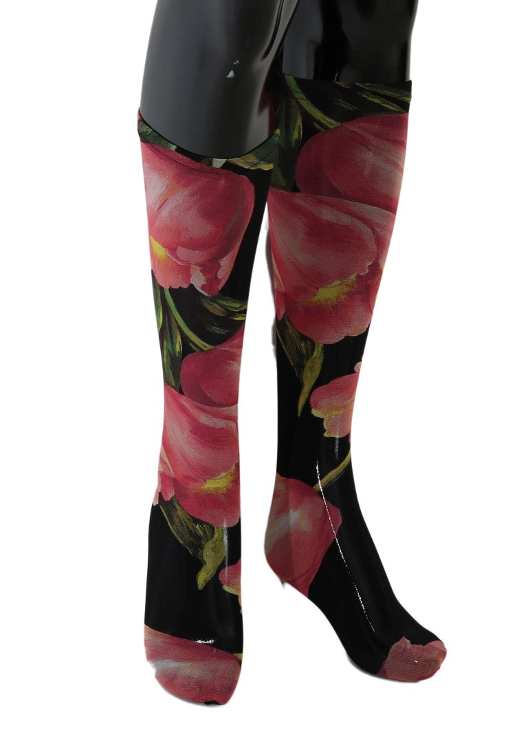 Floral Nylon Stretch Stockings Dolce & Gabbana