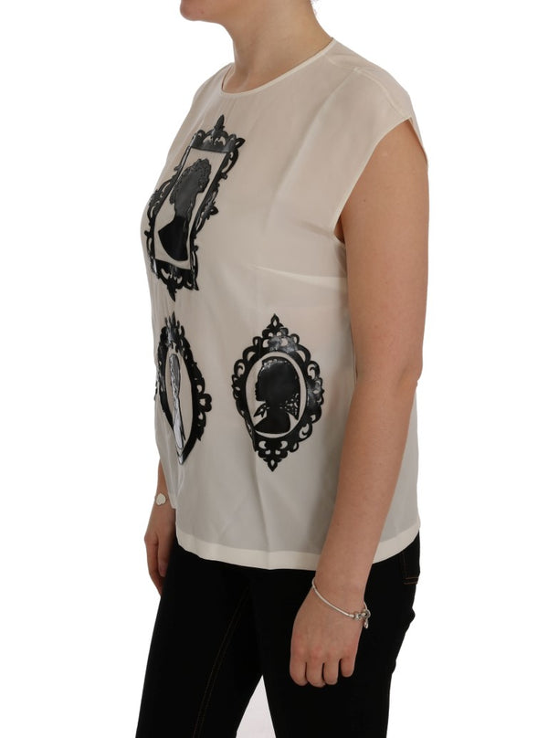 Embroidered Silk Sicily Frame Blouse Dolce & Gabbana