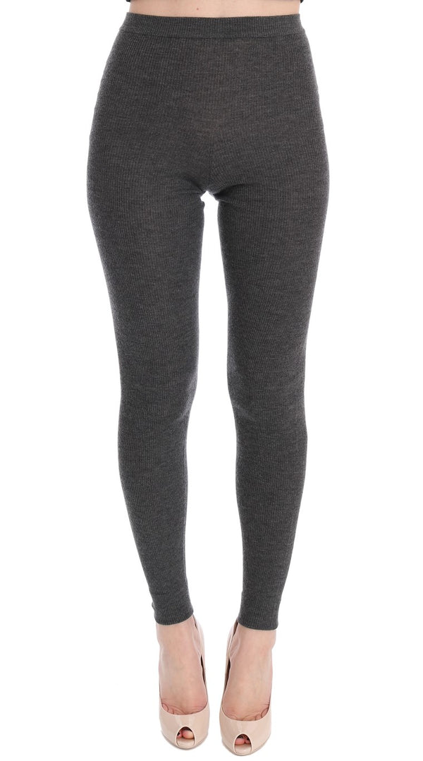 Chic Gray High Waist Cashmere Tights Pants Dolce & Gabbana