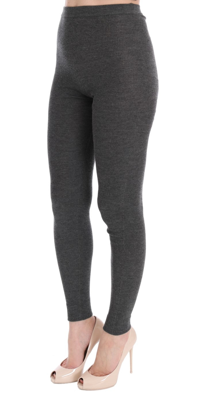 Chic Gray High Waist Cashmere Tights Pants Dolce & Gabbana