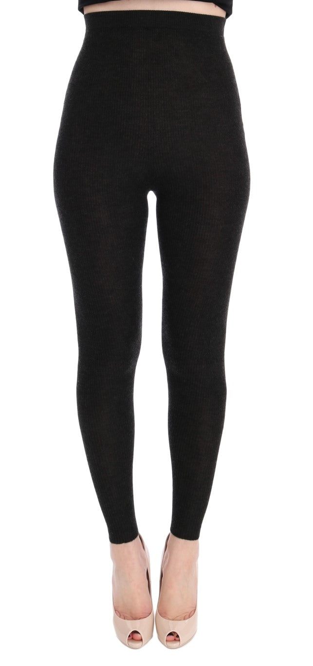 Elegant High-Waist Cashmere Tights Pants Dolce & Gabbana