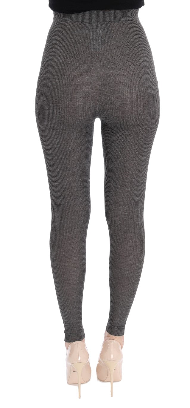 Elegant High Waist Cashmere Tights Pants Dolce & Gabbana