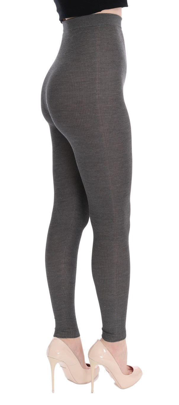 Elegant High Waist Cashmere Tights Pants Dolce & Gabbana