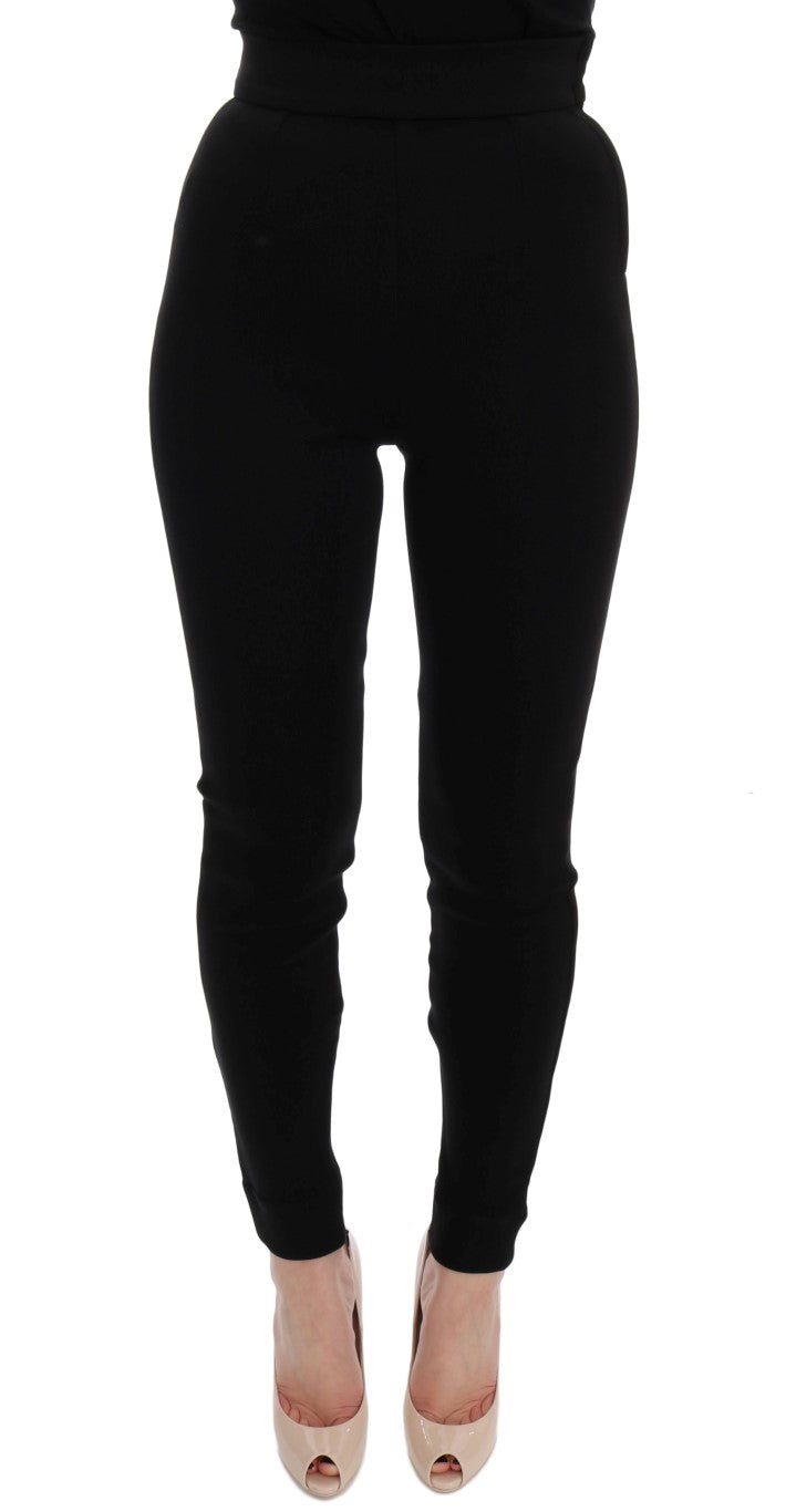 Elegant Black High Waist Stretch Tights Dolce & Gabbana