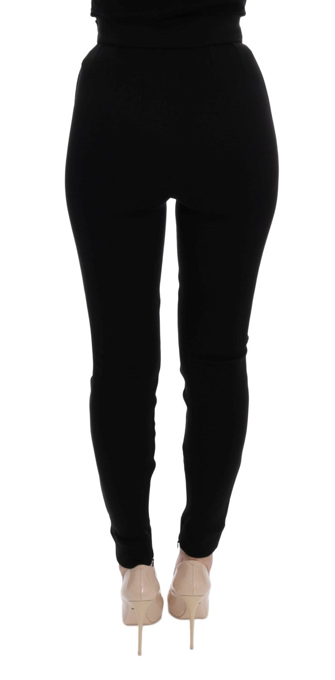 Elegant Black High Waist Stretch Tights Dolce & Gabbana