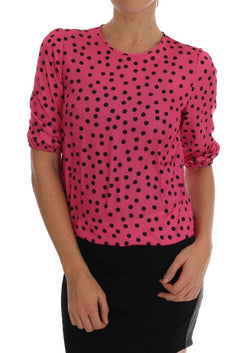 Chic Pink Polka Dotted Silk Blouse Dolce & Gabbana