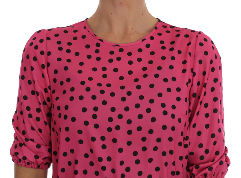 Chic Pink Polka Dotted Silk Blouse Dolce & Gabbana