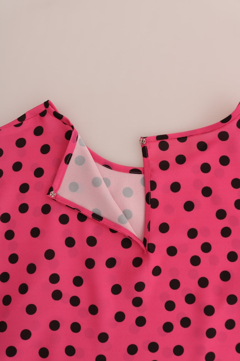 Chic Pink Polka Dotted Silk Blouse Dolce & Gabbana