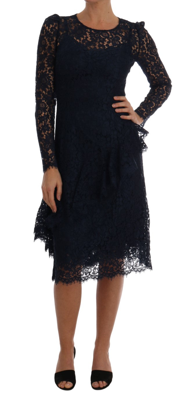 Elegant Floral Lace A-Line Dress Dolce & Gabbana