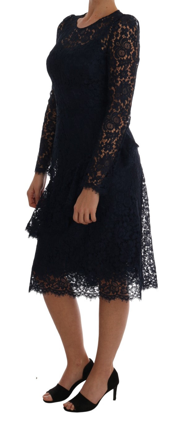 Elegant Floral Lace A-Line Dress Dolce & Gabbana