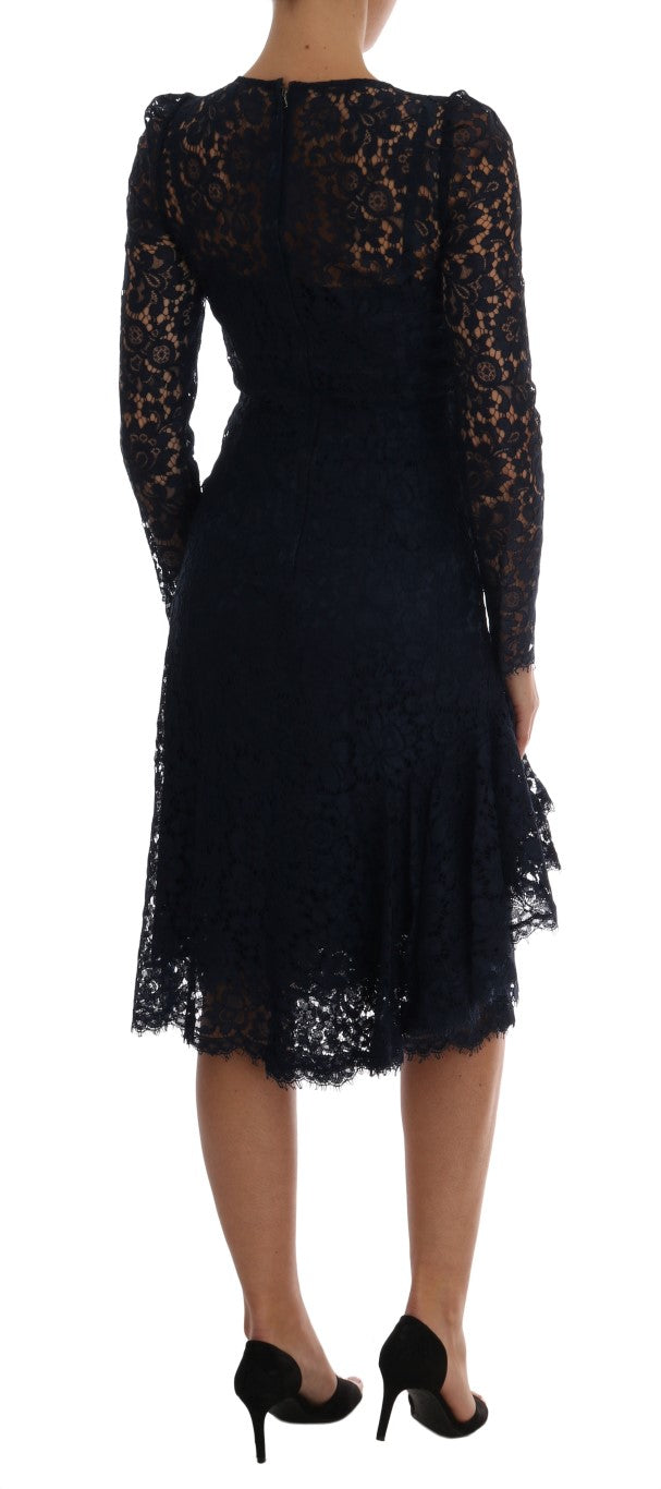 Elegant Floral Lace A-Line Dress Dolce & Gabbana