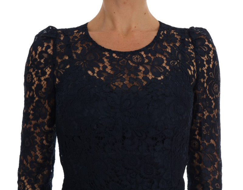 Elegant Floral Lace A-Line Dress Dolce & Gabbana