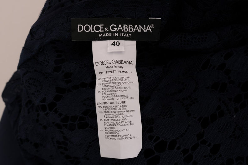 Elegant Floral Lace A-Line Dress Dolce & Gabbana