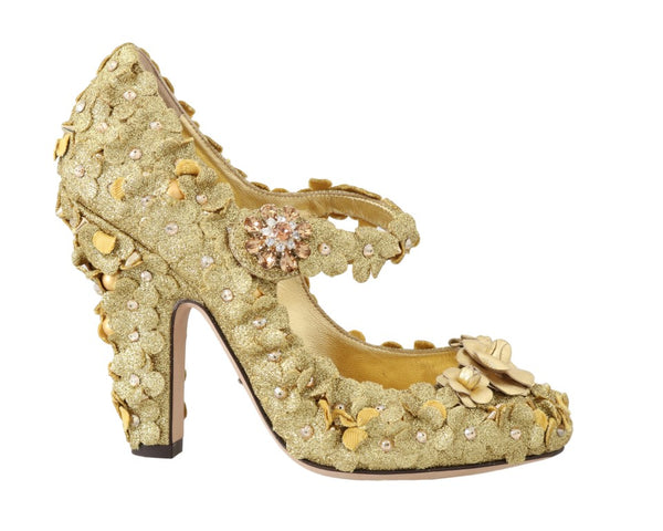 Gold Floral Crystal Embellished Pumps Dolce & Gabbana