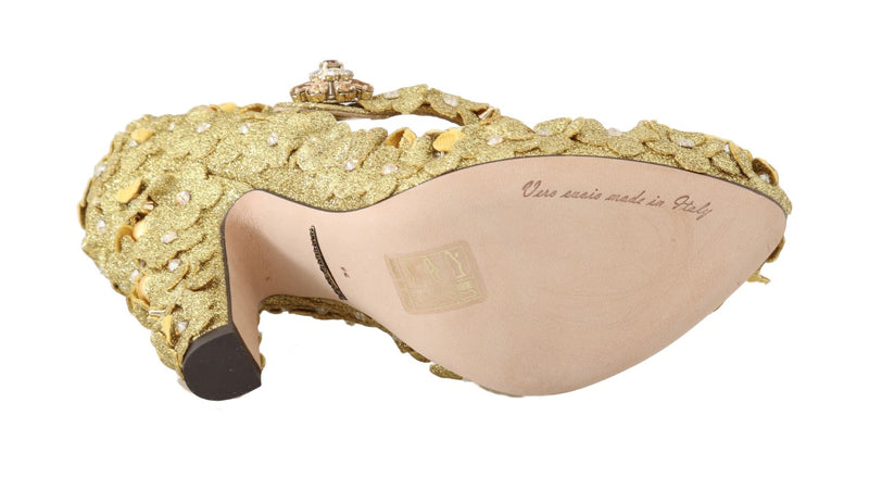 Gold Floral Crystal Embellished Pumps Dolce & Gabbana