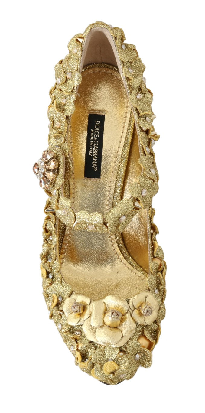 Gold Floral Crystal Embellished Pumps Dolce & Gabbana